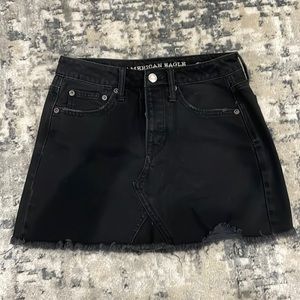 Black Distressed Denim Skirt